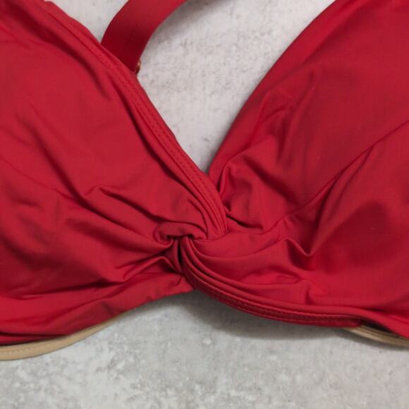 La Blanca Cherry Red Island Goddess Underwire Twist Front Bra Top Size 12 New - Picture 2 of 11